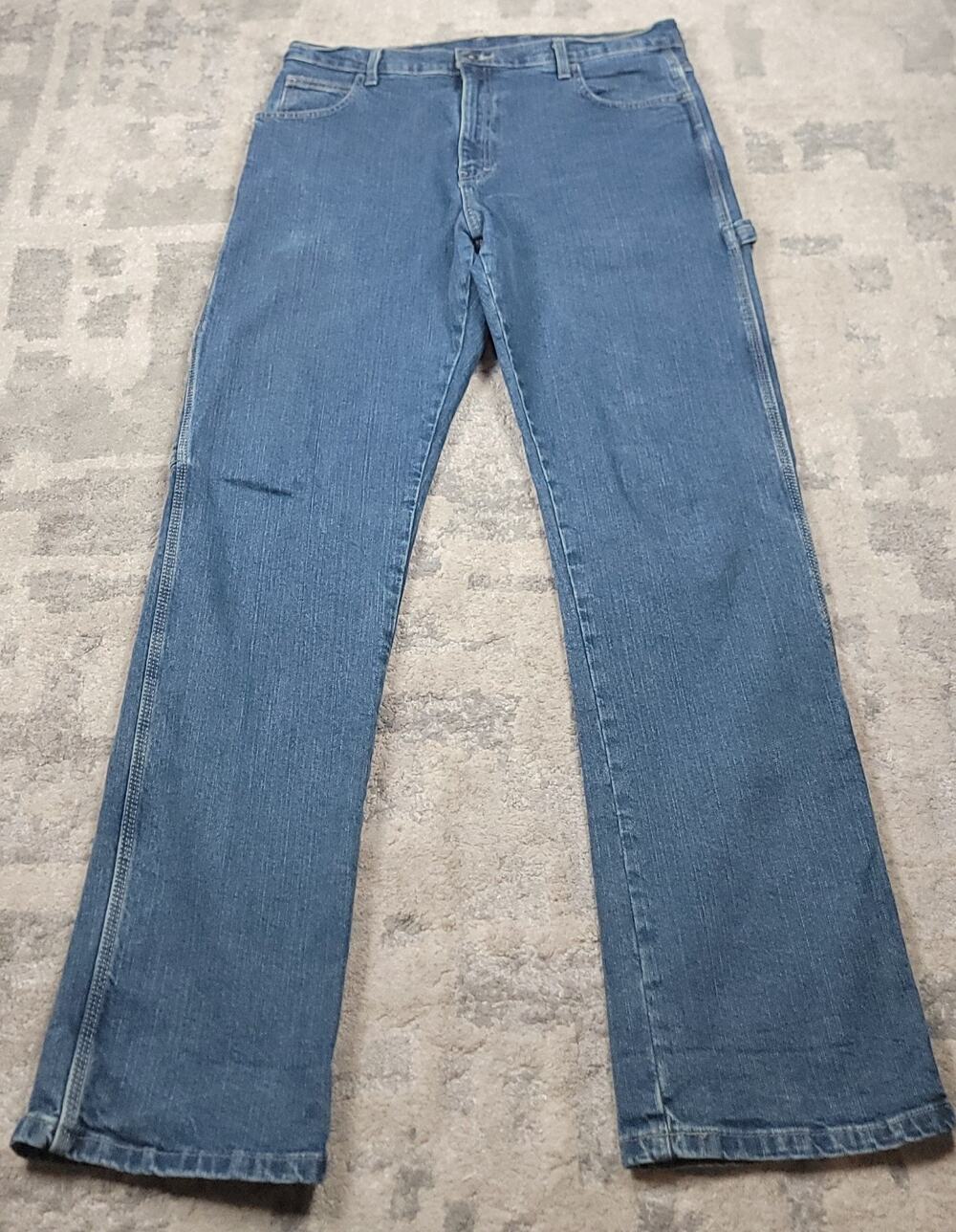Dickies Men's Carpenter Logo Relaxed Fit Blue Denim Jeans Sz 34x32.5